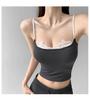 9122 # Camisola Sexy de Renda na Bainha de Viscose para Mulheres 2024 Verão Peça de Sobrepor com Top de Corte Justo por Dentro