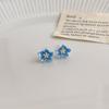 Sistema de Sanación~Pendientes Azules Pequeños de Sal Marina Fresca para Mujer, Modernos Elegantes, Versátiles, de Gama Alta, Pendientes de Estilo Festivo, Pendientes