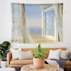 Tapiz Popular Estilo Ins Nórdico con Paisaje de Ventana, Tapiz de Pared Artístico, Decoración del Hogar, Pintura Mural, Tapiz