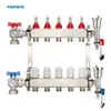 Medidor de flujo de válvula de bola de acero inoxidable 304 Peifeng, válvula de escape, distribuidor de agua para calefacción por suelo radiante para sistemas de calefacción por suelo radiante de agua de 2 a 12 vías