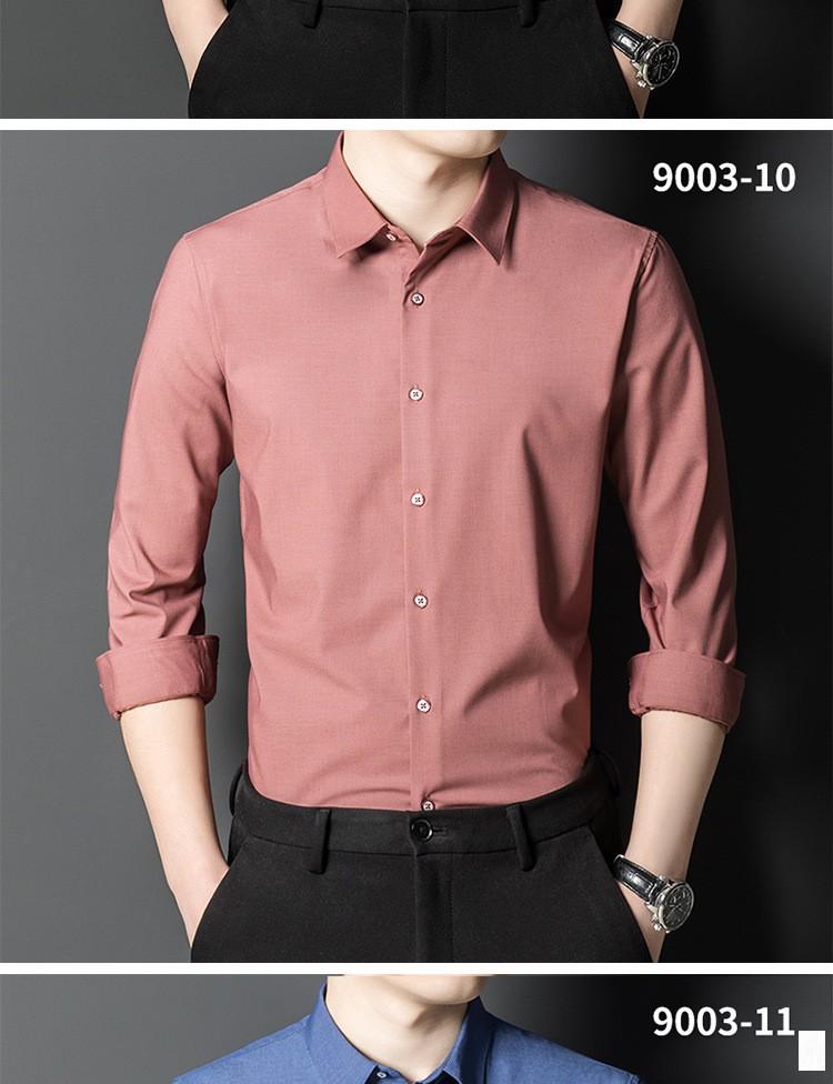 可做LOGO长短袖竹纤维衬衫潮男士弹力纯色商务免烫