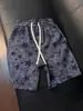 Shorts Tie-Dye Azul Marino con Estampado de Estrellas Estilo Americano para Hombre, Marca de Verano de Moda, Sensación de Alta Gama, Pantalones de Cinco Bolsillos de Corte Diagonal de Alta Resistencia