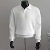 Suéter tipo Polo Estilo Old Money para Hombre Cuello Solapa Cuello en V Cuello de Gaviota Manga Larga Tejido Otoño Invierno Fábrica Transfronteriza Venta al por Mayor
