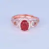 Zhenrong Nuevo Anillo de Apertura de Gema Color Rojo Paloma para Mujer, Juego Europeo y Americano, Anillo de Dedo con Forma de Huevo de Ganso, Joyería