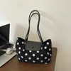 Bolso de mano retro de gamuza para otoño e invierno para mujer, nuevo bolso de hombro de moda 2026 con lunares para el trabajo, bolso tote de alta gama