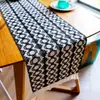 Suministro Directo de Fábrica Estilo Bohemio Rayas Tejido Algodón Gasa Mantel Banderín de Mesa Calado Textiles para el Hogar Tela Venta al por Mayor