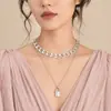 Joyería transfronteriza europea y americana, moda, personalizada, creativa, metal, estilo frío, accesorios, collar multicapa con forma de candado, retro, para foto callejera