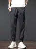 Calça masculina elástica na cintura, transfronteiriça, leve, slim fit, comprimento no tornozelo, moderna, adequada para o verão, adolescentes e estudantes, uso casual