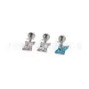 Aretes de titanio F136 con forma de cruz de diamante y zirconia 5A, joyería para piercing de titanio G23 con rosca interna