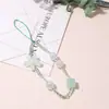 Cordón Cuadrado de Flores DIY Hecho a Mano con Cuentas Colgante para Funda de Teléfono Móvil Flor de Cinco Pétalos Cordón Redondo de Cuentas Joyería Colgantes Decorativos