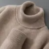 Suéter de lana para hombre con cuello alto, de punto, cómodo y cálido, suéter casual de color liso para otoño e invierno, capa base de cachemira