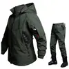 Conjunto de chaqueta larga de forro polar engrosado de invierno, traje táctico protector térmico con patrón de rejilla y capucha desmontable, ropa de trabajo para almacenamiento en frío