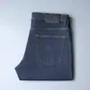 Jeans de hombre de verano ligeros de color azul oscuro, suaves, transpirables, corte ajustado, pierna recta, elásticos, sencillos, versátiles y pantalones largos ligeros