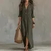 Amazon 2026 Novo Cruzamento Confortável Casual Fenda Estilo Preguiçoso Liquidação Moda Venda Quente Preço de Atacado Vestido Longo