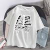 El patrón de gato en el estante de huesos de esqueleto camiseta europea y americana para hombre y mujer top estampado manga corta