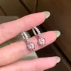 Pendientes de Plata de Ley 925 con Pasador Bañados en Oro Real Artículo Popular de Xiaohongshu Corazón Diamante Rosa Corazón Rosa Pequeño Studs para Mujer Dulce Fresco