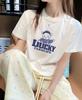 Camiseta de Algodón de Manga Corta para Mujer en Verano Estilo Coreano Holgada Cuello Redondo Estampado a la Moda Versátil Estilo Ins Top Ropa de Mujer de Moda Exportación