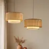Lámpara colgante de tela hecha a mano en estilo japonés de ratán y bambú, iluminación minimalista nórdica para dormitorio, comedor, sala de estar, estudio, casa de huéspedes y hotel
