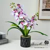 Flores Artificiales con 10 Flores y 6 Frutas, Planta en Maceta de Orquídea Phalaenopsis, Flor Artificial Creativa, Bonsái de Flor Artificial a la Moda, Adorno para Decoración del Hogar