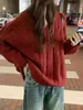 Suéter de punto de lana pura, corte ancho y holgado estilo coreano para mujer, que ofrece un look relajado y elegante, cubriendo las caderas y creando un efecto adelgazante.; un suéter grueso y cálido