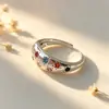 Anillo Cielo Estrellado de Diamantes de Colores Venta Directa de Fábrica Dulce Fresco Lujo Ligero Moda Estilo Personalidad Tendencia Temperamento Anillo Abierto Fuente de Suministro