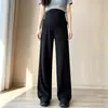 Pantalones de maternidad de pierna ancha con cordón, no apretados en el vientre, estilo fino para principios de otoño para usar como prenda exterior, buena caída, adelgazantes, pantalones de soporte para el vientre, pantalones de maternidad versátiles