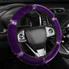 Capa de volante de carro com costura de pelúcia transfronteiriça, incrustada com diamantes, faixa elástica quente de outono e inverno, capa de volante de pelúcia
