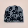 Nuevo Gorro de Punto con Cara de Calavera Hip Hop Street para Hombres y Mujeres Cálido Punk Casual para Exteriores Lana Gorro Venta al por Mayor