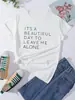 Camiseta Casual con Estampado 'Déjame en Paz' de Cuello Redondo