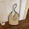 Bolso tejido de gran capacidad estilo coreano transfronterizo para mujer, nuevo modelo 2026, bolso de paja para vacaciones en la playa, bolso de hombro y bandolera de moda