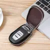 Estojo de Couro Bovino de Primeira Camada para Chave de Carro Masculina, Bolsinha com Zíper de Couro Genuíno, Capa Protetora para Chave de Carro de Pendurar na Cintura, Bolsa de Corrente com Zíper Duplo