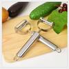 Rallador de manzana y patata multifuncional de acero inoxidable, utensilio de cocina con dos cabezales y cara sonriente, pelador de frutas.