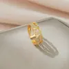 Anillo moda femenina personalidad acero de titanio no se decolora Joker lujo ligero doble capa anillo abierto alto sentido fabricantes venta al por mayor