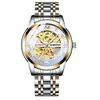 Binbond Binbang Reloj Calado Totalmente Automático Mecánico Luminoso Moda Correa de Acero Hombres Resistente al Agua Reloj de Cuarzo