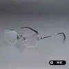 Armação para Óculos de Miopia Aro Meio Aro Titânio Ultraleve Sândalo Anti-Luz Azul Masculino Toque de Alto Padrão Rosto Grande Quadrado Business H2388