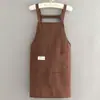 Delantal Fresco y Sencillo de Algodón y Lino para Cocina, Uso Doméstico, Diseño de Dibujos Animados, Unisex, Adecuado para Catering y Trabajo, con Texto Impreso