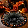 Alfombra decorativa redonda temática de Halloween para uso doméstico, adecuada para salas de estar, a prueba de polvo y resistente a las manchas, se puede usar como alfombra de sofá o mesa de café, y como una alfombrilla de piso fresca y cómoda para dormitorios