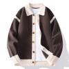 2025 Transfronterizo Amazon Otoño Holgado Tendencia Marca Ins Estilo Hong Kong Bloque de Color Chaqueta de Punto Fresca Casual de Moda