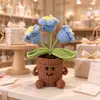 Adorno de Planta en Maceta Rosa Tejido a Mano Lindo con Manos y Pies Flor de Hilo Maceta Muñeca Decoración Creativa de Escritorio