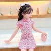 Cheongsam Meninas Saia de Verão Tang Terno Vestido Estilo Chinês Traje Infantil Verão Princesa Vestido Menina Saia
