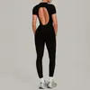 Body de Malla con Parches de Manga Corta Transfronterizo para Yoga para Mujer Ajustado Transpirable que Realza las Caderas Traje Deportivo de Fitness de una Pieza para Yoga 7052