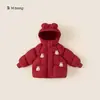 Bangxuan Ropa de Invierno para Niñas Acolchada de Algodón Nuevas Llegadas Cálida de Algodón Ropa de Bebé Traje Rojo de Año Nuevo Chaqueta de Moda para Niños