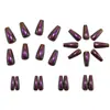 Unhas Postiças Longas Eletrodepositadas Ultravioleta, Adesivos de Manicure Brilhantes Estilo Europeu e Americano, Adesivos de Unha Usáveis Removíveis Caixa com 24 Peças