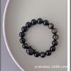 Pulsera de Gato de Obsidiana Plateada Natural Novia Personalizada Verano Estilo Pareja Nicho Pulsera de Cabeza de Gato de Obsidiana Venta al por Mayor