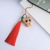 Joyería creativa DIY con forma de gato de la suerte, bonito gatito de leche con borlas, cadena para teléfono móvil, colgante para bolso, llavero