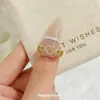Anel de coração aberto ajustável estilo Ins versão coreana vazado cravejado com strass para mulheres Anel de verão japonês coreano para mulheres Banda de anel versátil
