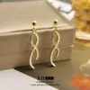 Pendientes de Perla Geométricos Tachonados con Diamantes Estilo Coreano Aguja de Plata, Pendientes Largos Simples y de Moda con un Diseño Único