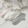 Meias Curtas de Renda Estilo Soft Girl Japonês para Mulheres, Bordado de Desenho Animado, Meias de Meia-Perna para Estudantes, Meias Versáteis Respiráveis para Primavera e Verão para Combinar com Sapatos Brancos