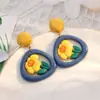 Brincos de Pintura a Óleo Coloridos, Suaves e Doces, Brincos de Flor Laranja Mar de Flores, Atmosfera Sonhadora, Brincos de Cor Contrastante para Mulheres
