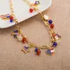 Joyería con temática del Día de la Independencia, Día Nacional Americano, collar de cadena y pendientes de Estrellas y Franjas, accesorios de estilo casual americano al por mayor